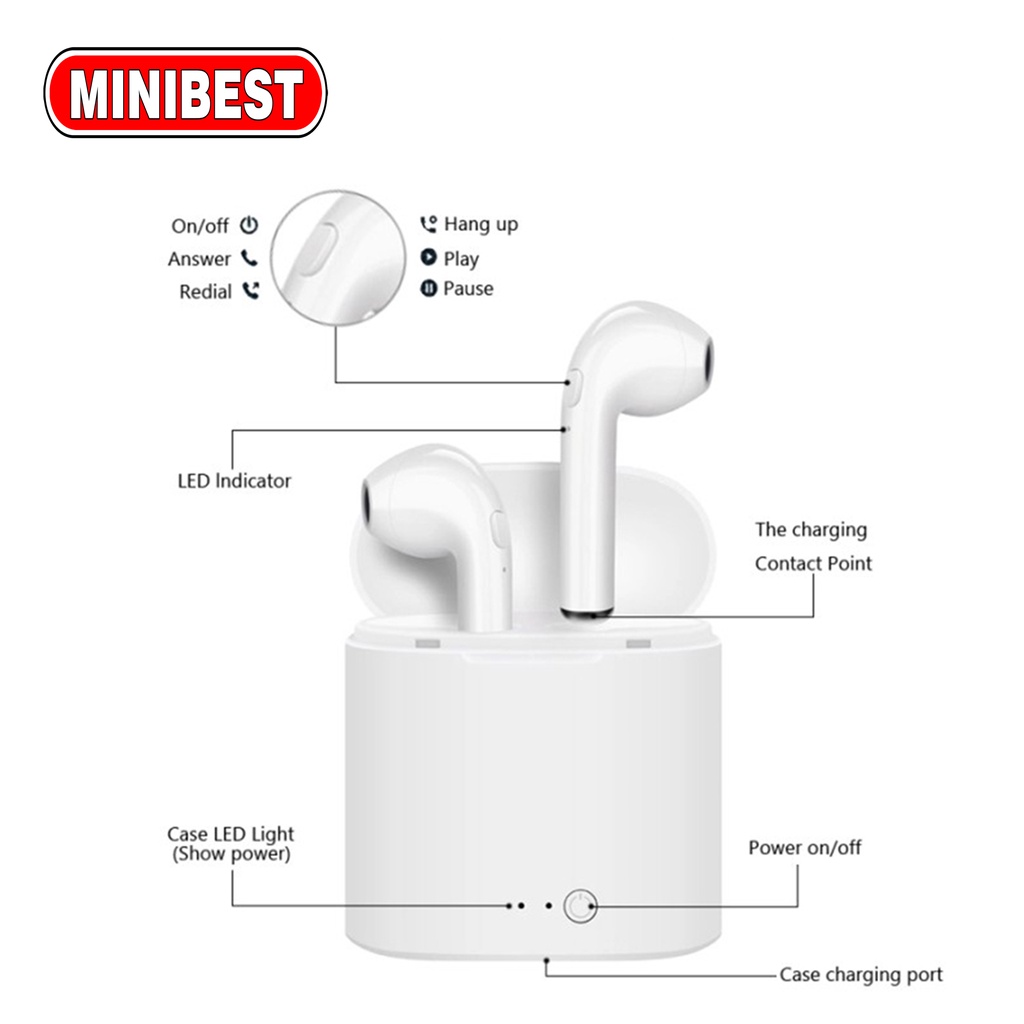 [ Best Seller ] HBQ i7S TWS Twins Wireless Headset Earphone Bluetooth Mini V4.2