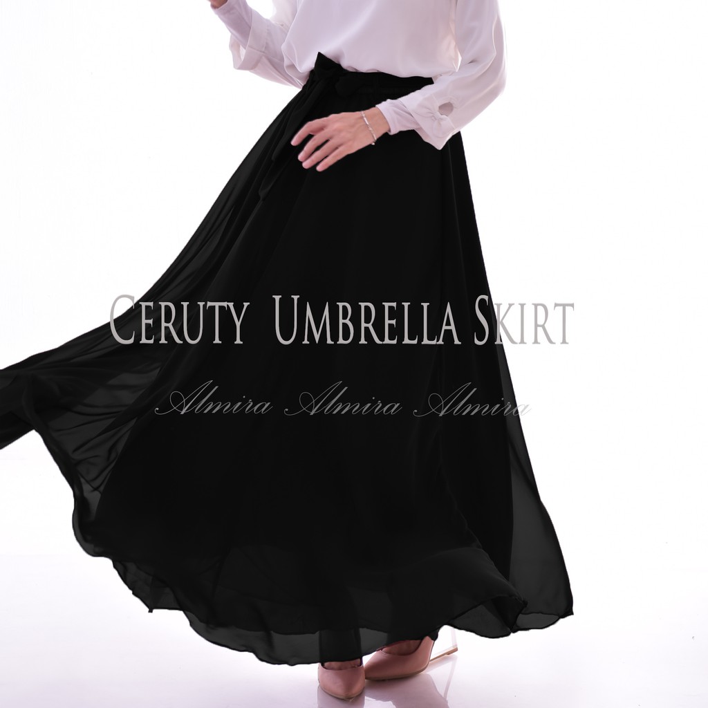 Rok Sifon Panjang Wanita Muslimah Chiffon Ceruti Umbrella Skirt Griyaraditya Almira