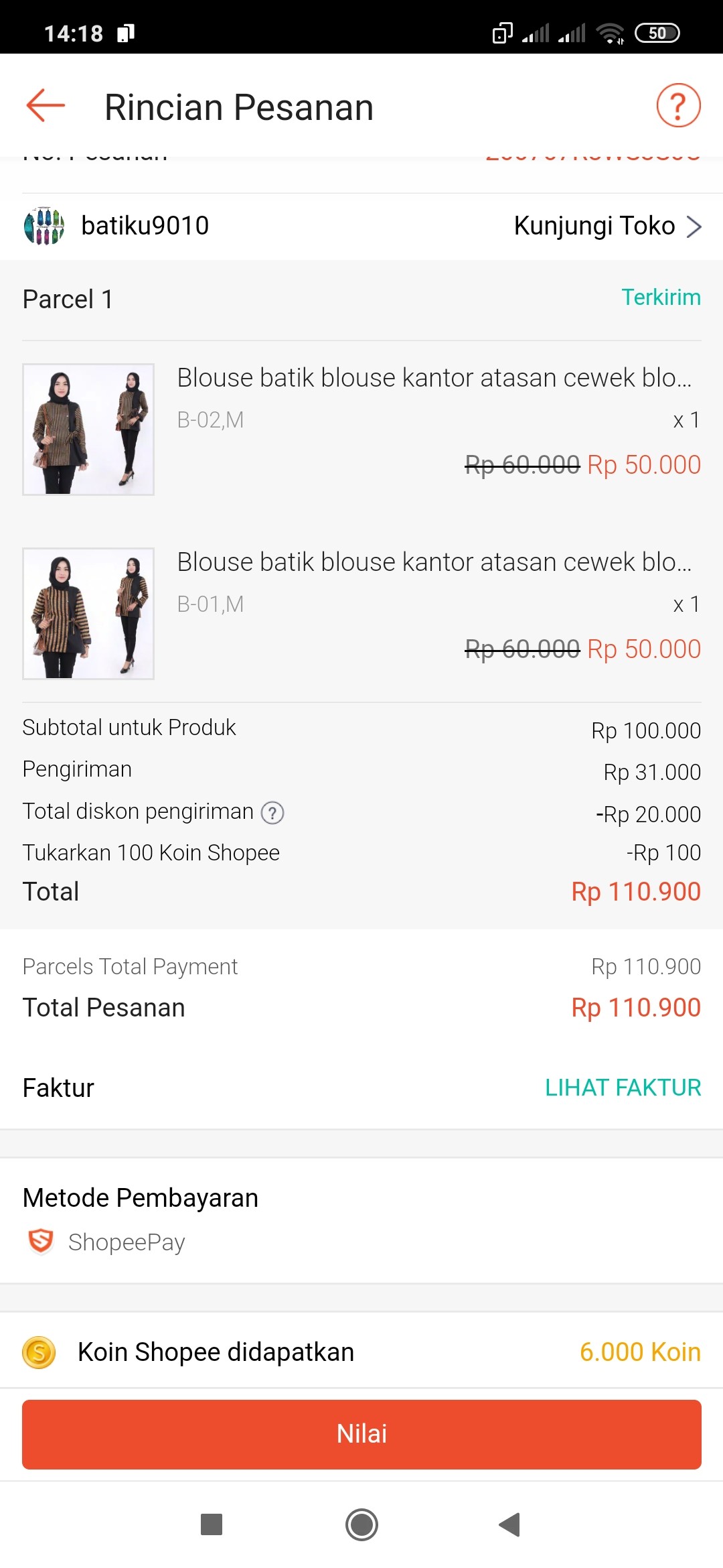 Blouse Kantor Batik Atasan Cewek Seragam