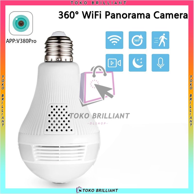 Cctv Ip V380 Lampu Bohlam VR Spy Cam Owlcam Wifi Hd 1080p Panoramic 360 Derajat Bentuk Lampu Bohlam - CCTV V16A