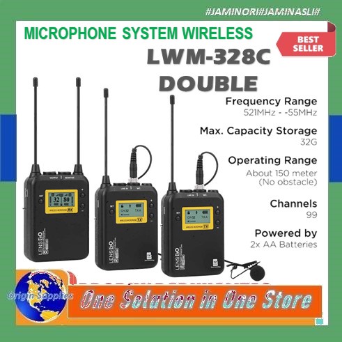 LensGo Microphone LWM-328C Double Wireless Clip On Lavalier