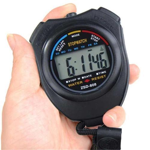 Digital Sport Stopwatch handheld waterproof Olahraga Gym Maraton with alarm + Strap