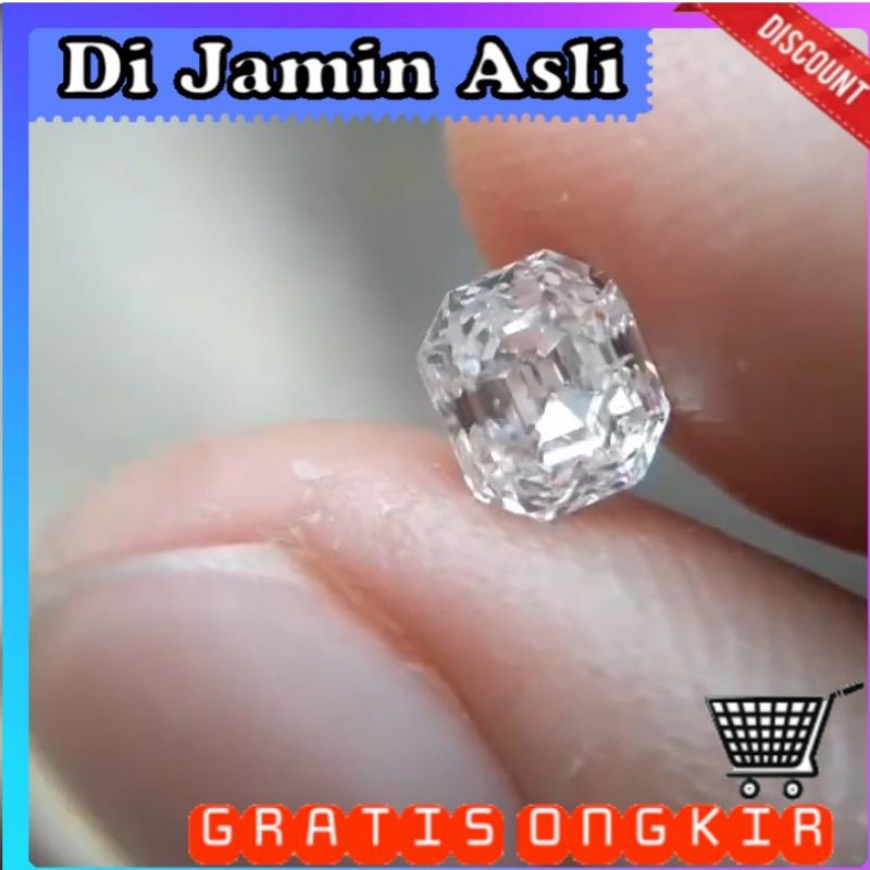 natural asli berlian putih diamond persegi super batu cincin alam akik safir ruby zamrud wulung