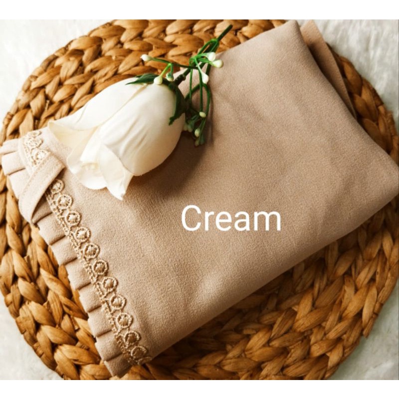 BERGO MARYAM KCB-LIPIT RENDA/AL'FADANI HIJAB-Cream