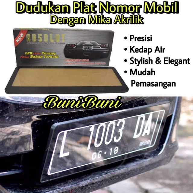 Dudukan / Tatakan / Cover / Frame Plat Nomor Mobil Ukuran 46 Cm Komplit Tutup Mika Akrilik Original