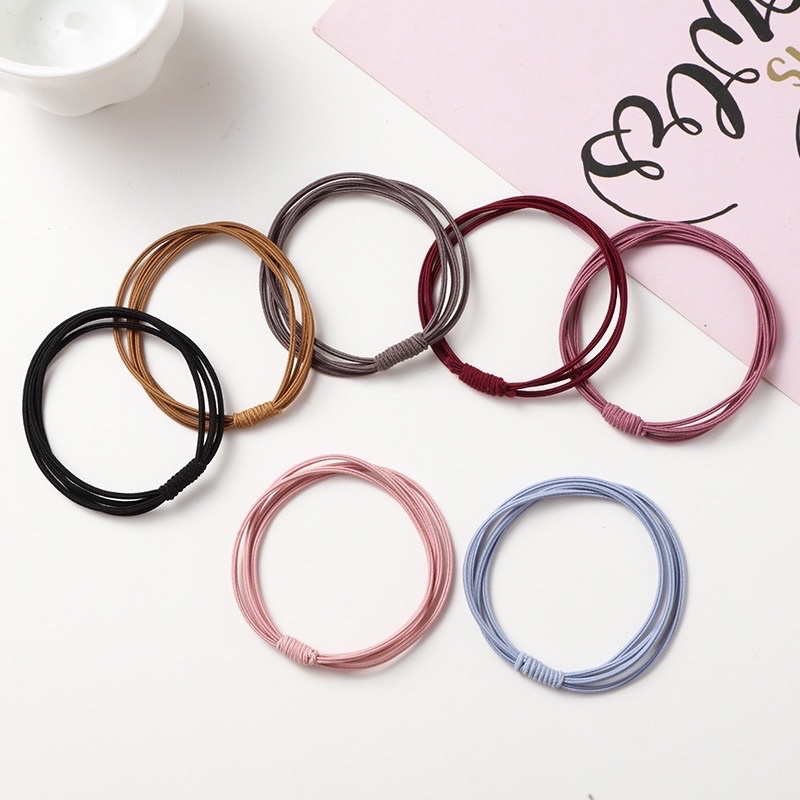 (1PCS) Gelang / Ikat Rambut Korea Polos 3 IN 1 / Karet Rambut Elastis / Kuncir Rambut Fashion