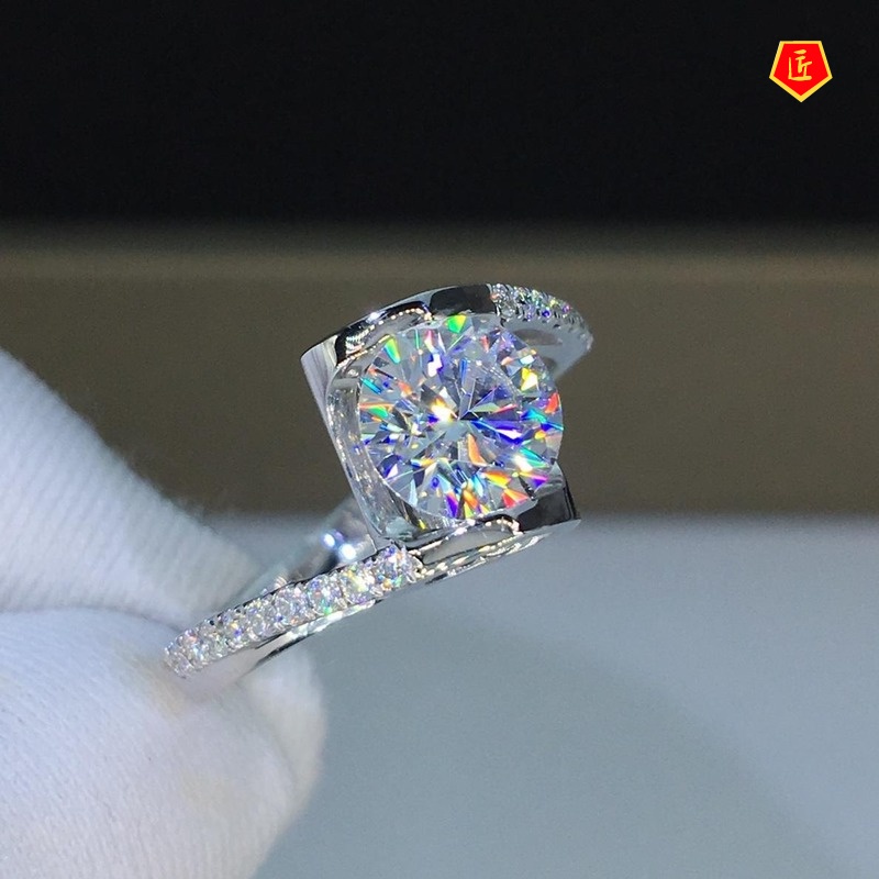 [Ready Stock]Fashion Creative Bright Moissanite Twisted Ring for Women
