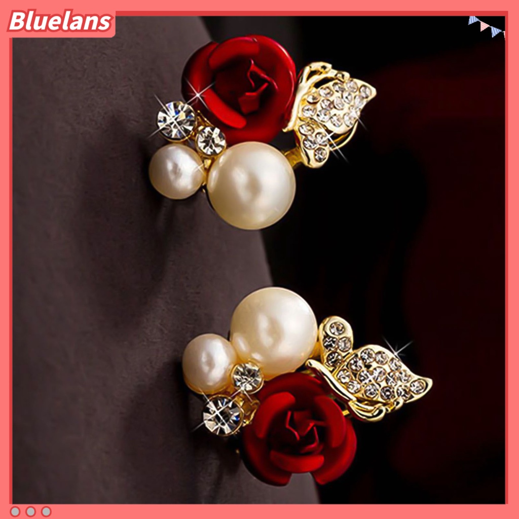 Anting Stud Untuk Hadiah: Model Gantung Mutiara Kubik Zirkon Imitasi Warna Emas Merah Bahan Logam