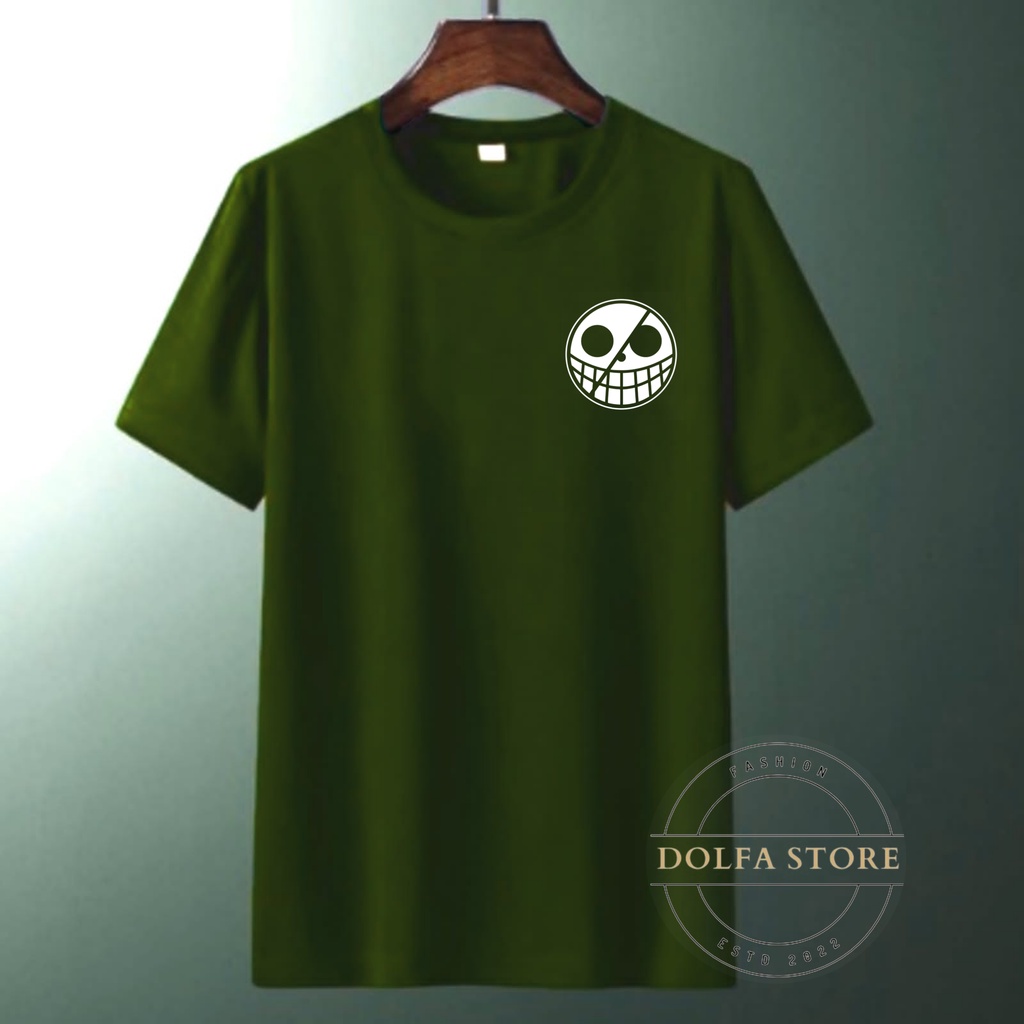 Kaos anime one piece donquixote doflamingo joker XXL XL L M S warna hijau army putih grey biru pink 