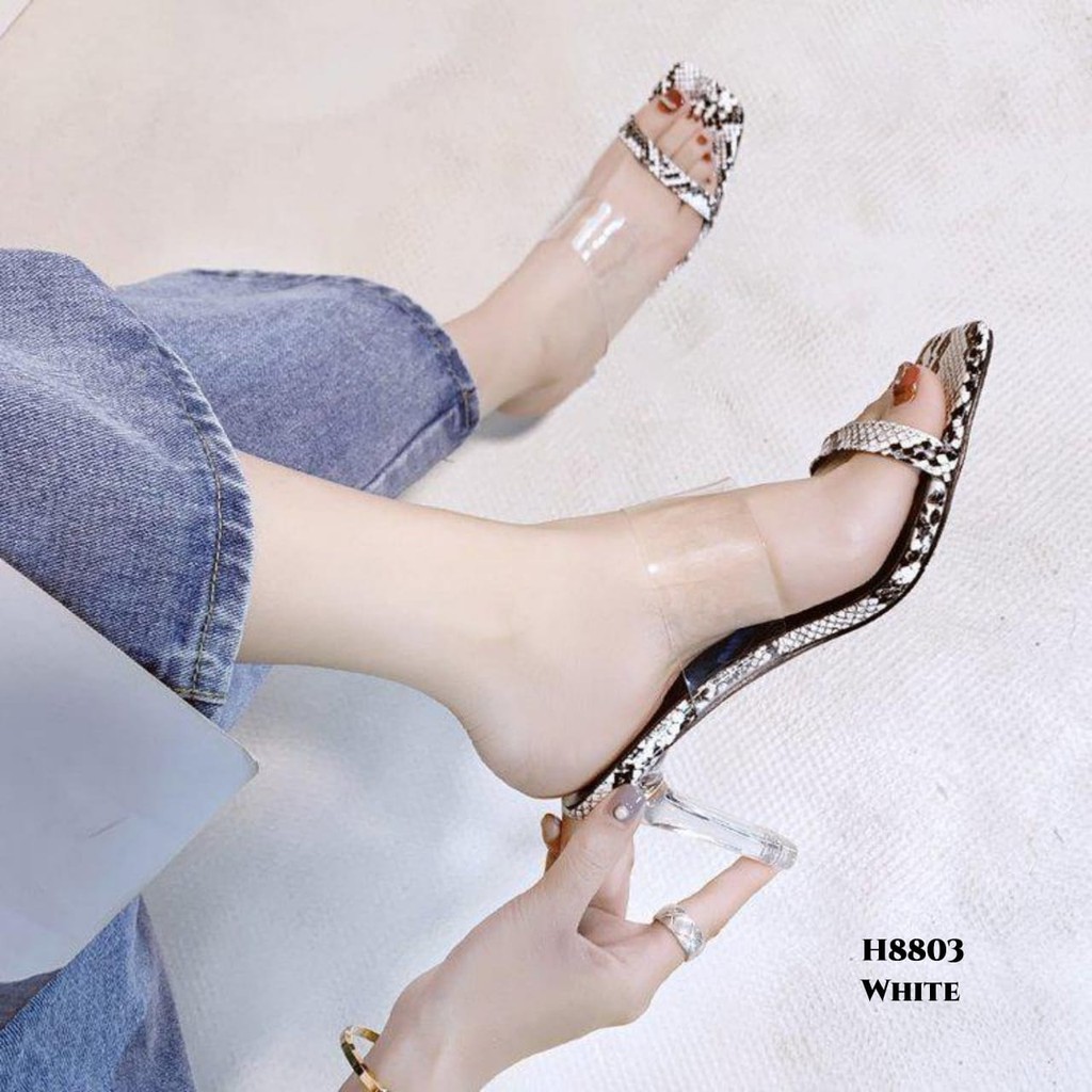 RESTOCK PRF High Heels Serpentine Glass Transparent H8803