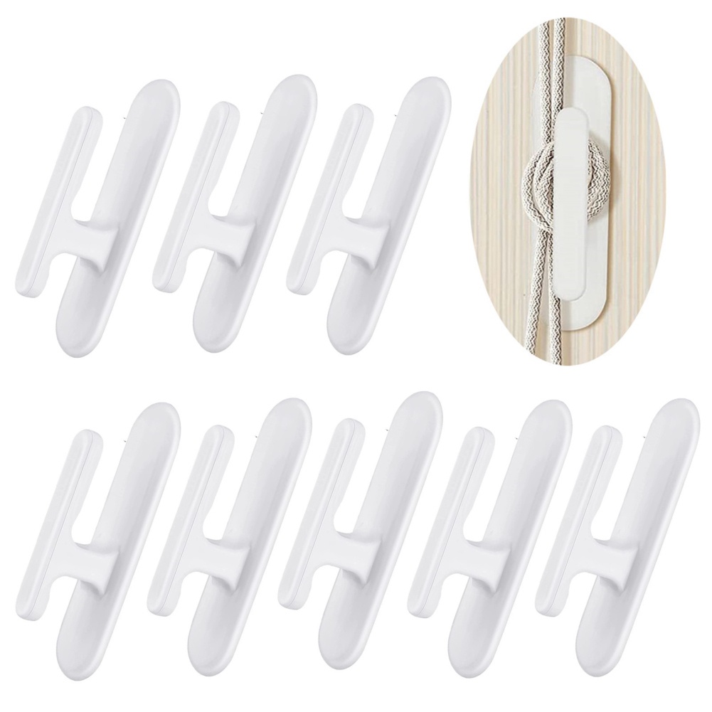 8-piece wall self-adhesive curtain hook drawstring winder holder rope frame white -OW-