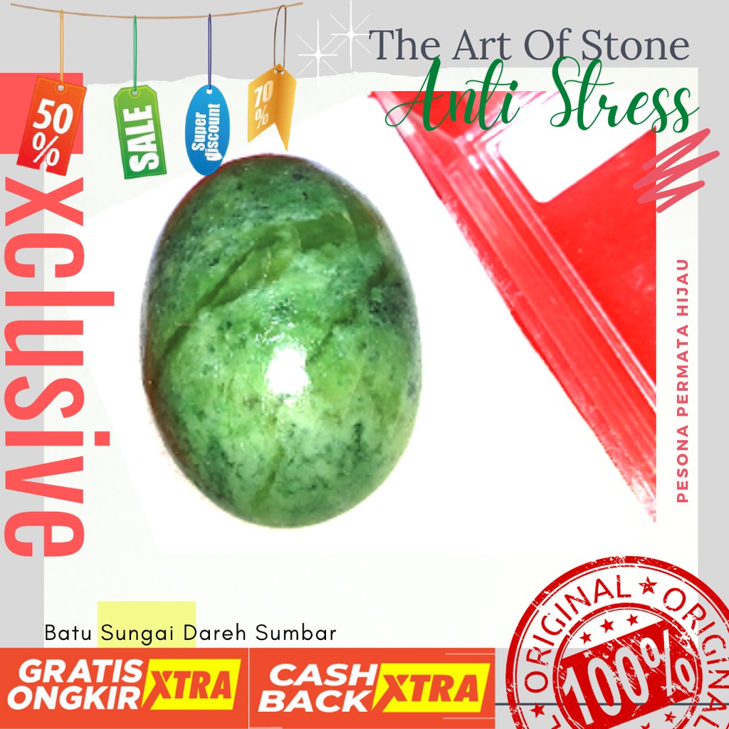 Batu akik lumut lumuik Sungai Dareh batu permata alam jade pesona permata hijau berjenis Nephrite