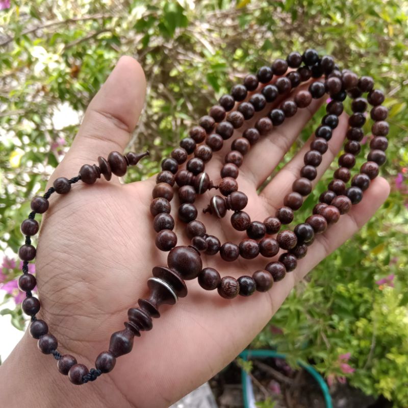 Tasbih Kayu Galih Asem Size 8mm Kualitas Tasbih Antik, Kepala Premium, Tasbih Muslim 99 Butir, Tasbih Kayu Langka Bertuah Nusantara, 100% ORIGINAL