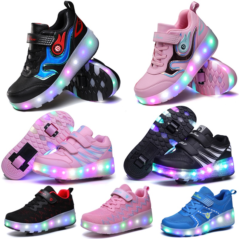 Sepatu Roda Heelys LED   Heelys Tunggal  Ganda Roda Otomatis Pulley Skating Sepatu Mahasiswa Olahrag