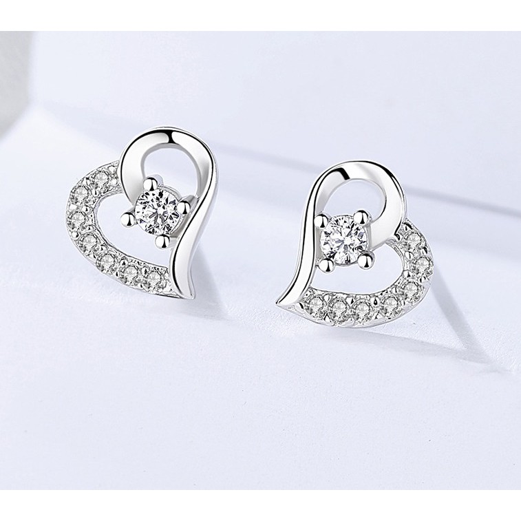 Anting Silver Perak S925 Wanita Fashion Murah AAS020 bentuk hati untik sangat elegant permata