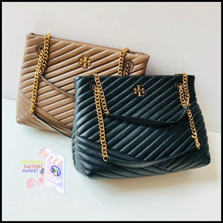 Tas Tory Burch Kira Chevron Tote Bag Black Original 56757 Tb