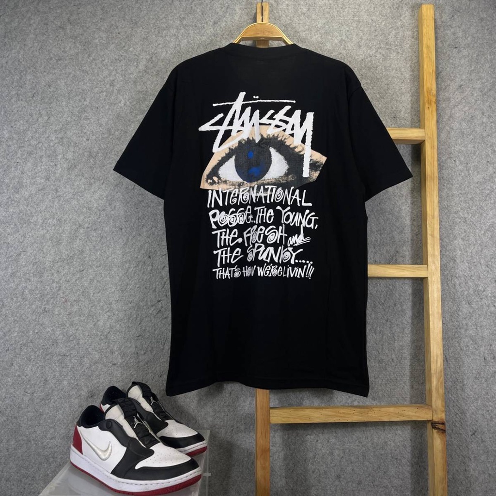 KAOS TSHIRT STUSSY OCULAR HITAM LENGAN PENDEK MIRROR FULLTAG