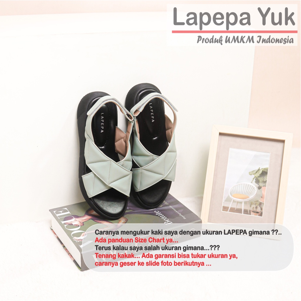LAPEPA YUK -  Sepatu Sandal Wanita Wedges JOVITA Model Ban dua Tali Strap belakang Hak Tinggi Spatu Sendal Gunung Cewek  Size 36 37 38 39 40 41 Warna MINT Green Hijau Sage Cewe Kekinian Premium Terbaru Shoes Ori Original Mall Official Store Promo