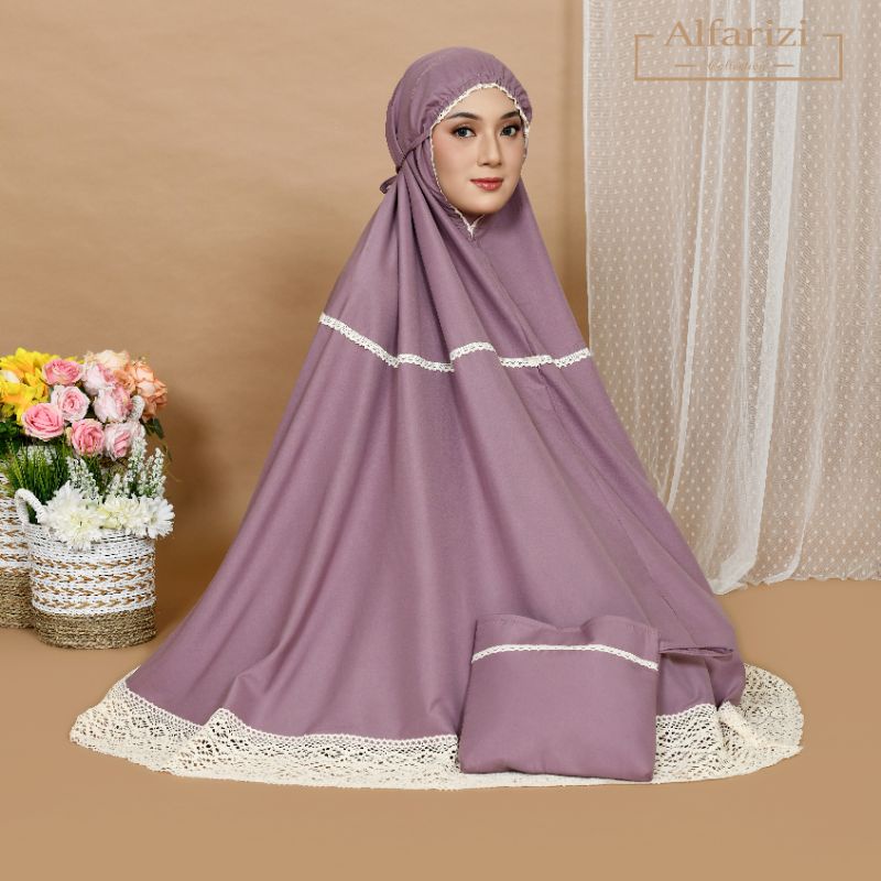 Mukena dewasa katun polos jumbo treveling rajut 12cm allfarizi series