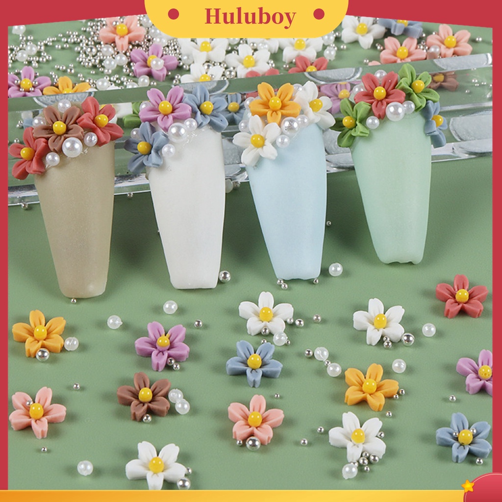 Huluboy Huluboy♡ 40pcs / Pack Bunga Kecil Matte Tiga Dimensi Untuk Dekorasi Kuku Wanita