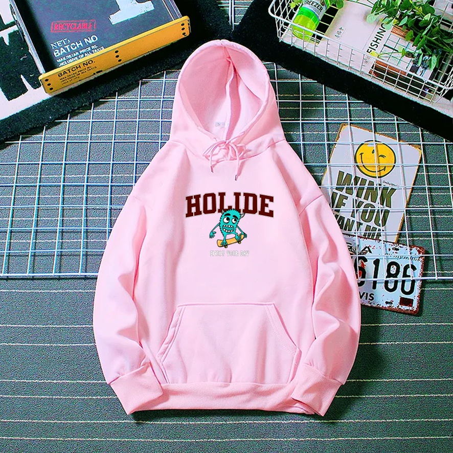 Sweater hoodie wanita HOLIDE baju cewek beludru anime style