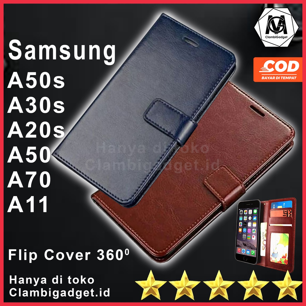 Case Casing Flip Cover Samsung A50s A30s A20s A50 A70 A11 Flip Leather Dompet Flip Shell Kulit HP Fl