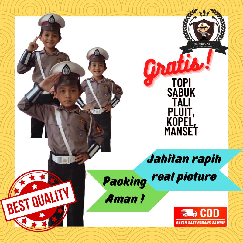 Baju Polisi Kecil, pocil, Setelan Polisi Kecil, Baju Pocil berkualitas
