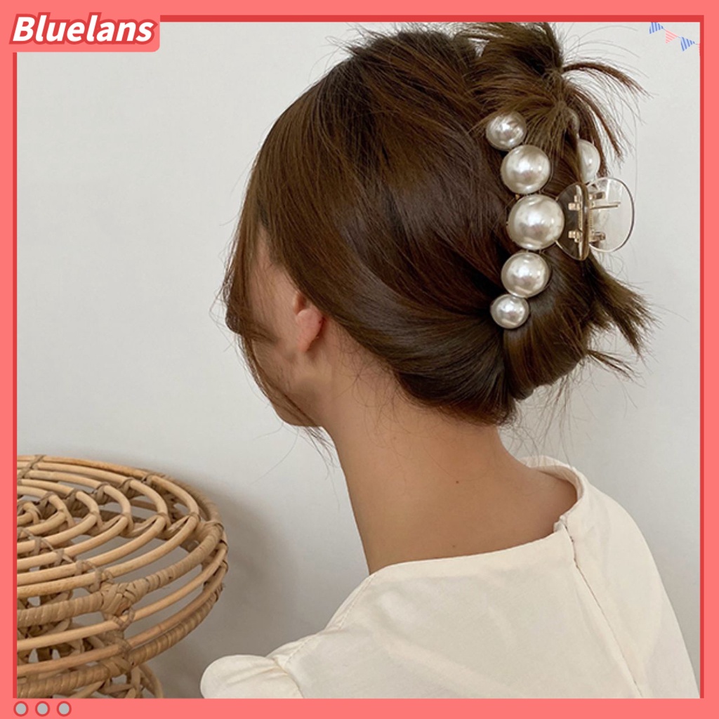 Bluelans Lightweight Hair Clip Faux Pearls Bright Color Hair Claw Stable Styling Accessories