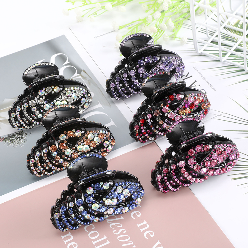 New Rhinestone Acrylic Hair Clip Wild Hairpin Fashion Retro Ponytail Hairpin Woman Hair Accessories