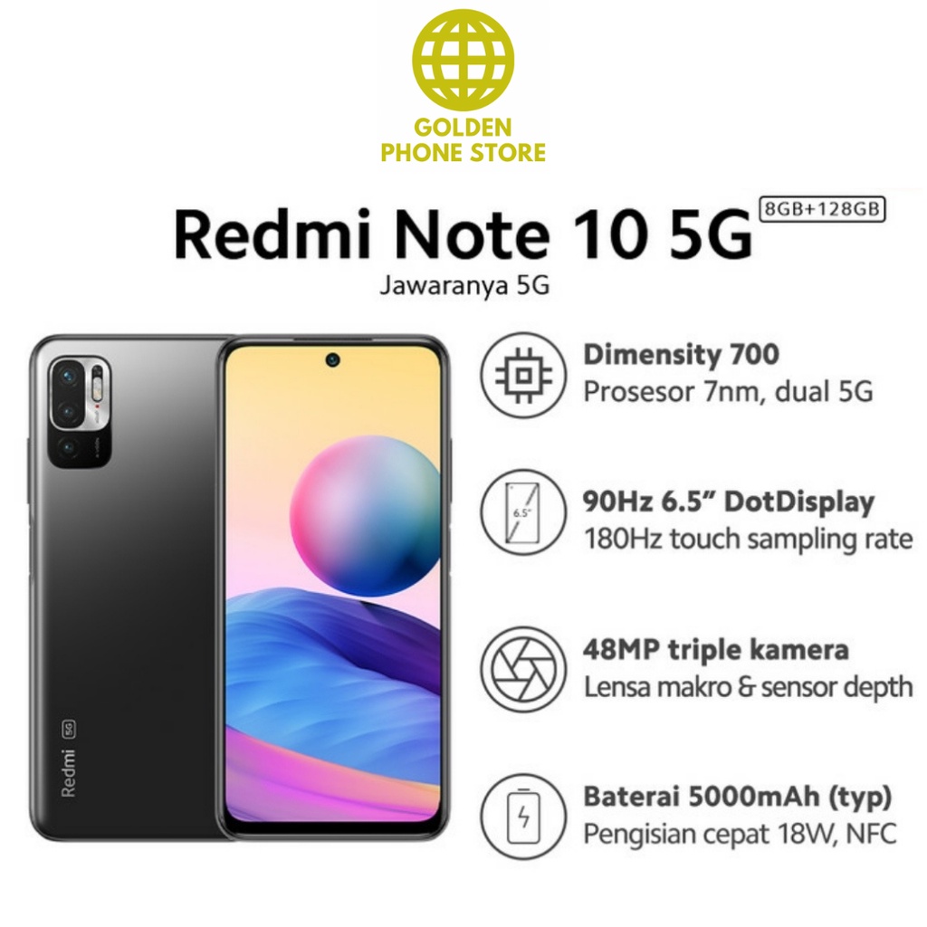 Xiaomi Redmi Note 10 5G (8G/128GB) Dimensity 700, 48MP Triple Kamera, Layar 6.5” 90Hz-1