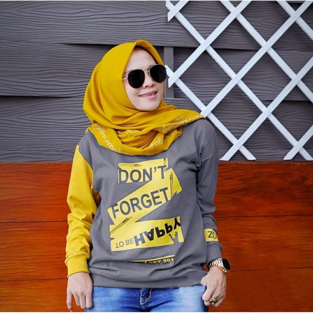 Atasan Lengan Panjang Wanita  Sablon Dont Forget Sweater  