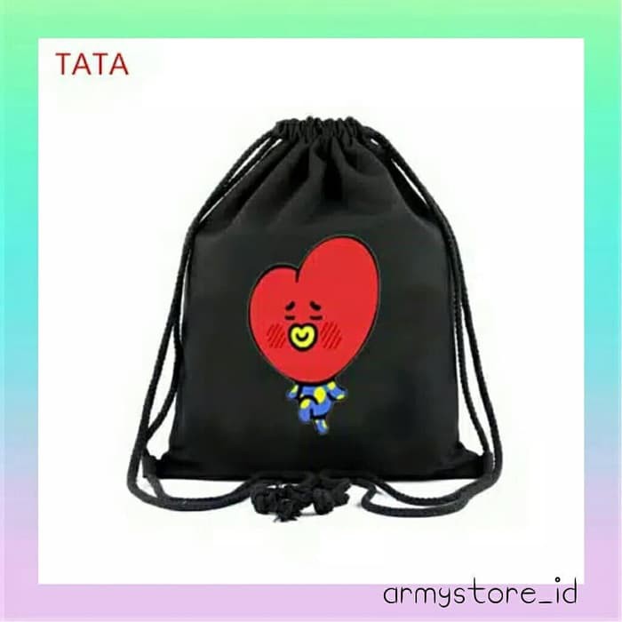 Dijual Tas Serut Drawstring Bag Obral Murah BT21 BTS BT 21 TATA COOKY RJ KOYA Limited