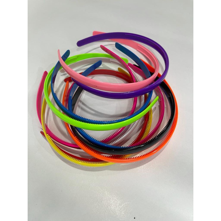 ando warna warni/ bando rambut/ bando polos plastik/ bandana/ 12pcs