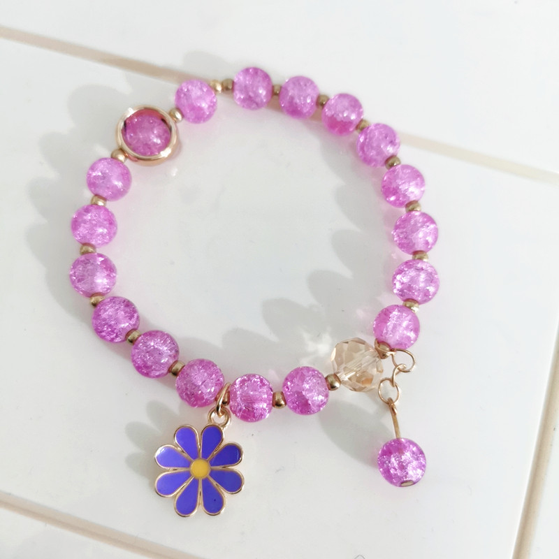 WE FLOWER FORTUNE We Gelang Tangan Manikmanik Kristal Aksen Bunga Daisy Pembawa Keberuntungan Untuk Wanita