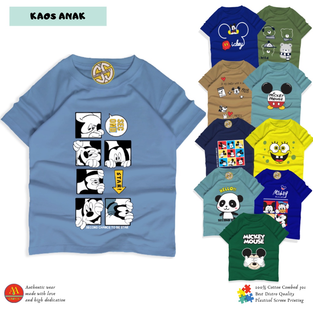 Baju Kaos Distro Anak Laki laki Perempuan Premium Umur 1-12 Tahun Bahan Cotton -AMR186