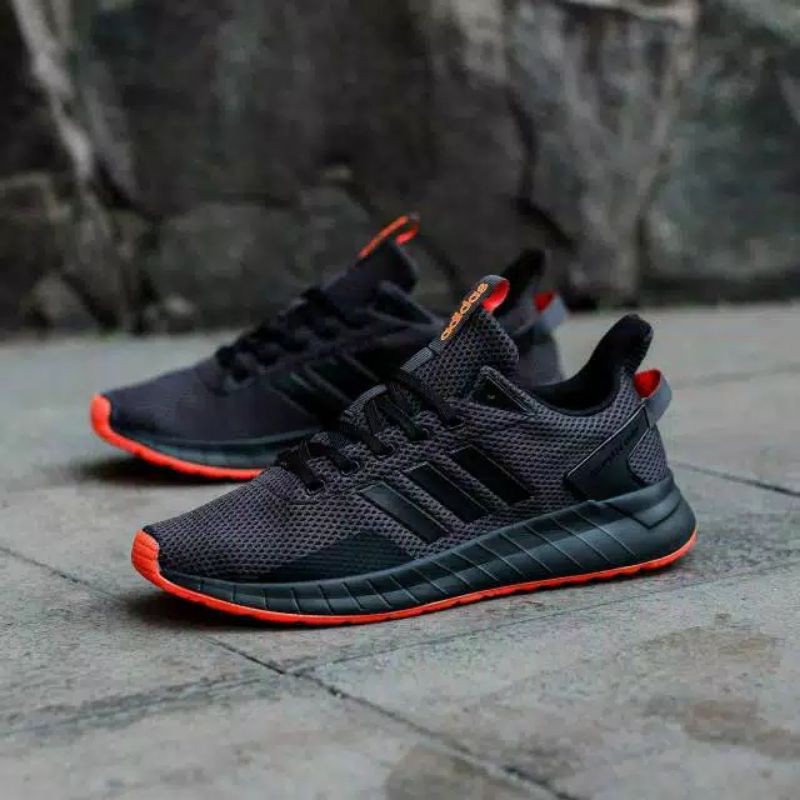 Sepatu Ads Questar Ride Black Black Sol Orange Original OEM