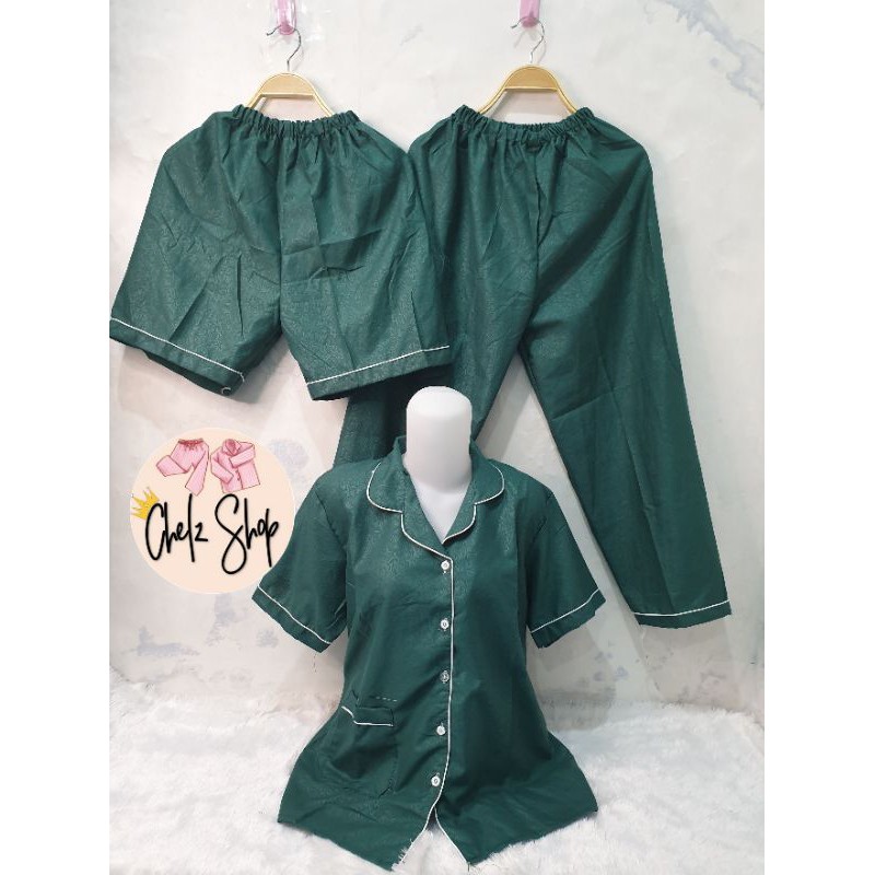 Baju Tidur Piyama Wanita Cewek Pajamas Dewasa Katun Motif Embos 3 in 1-3 IN 1 EMBOS H.BOTOL