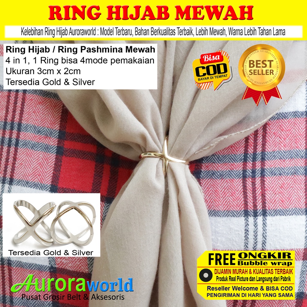 AURORAWORLD Ring Kerudung Ring Hijab Ring Syal Ring jilbab Ring Pashmina 4in1 Terbaru bisa COD