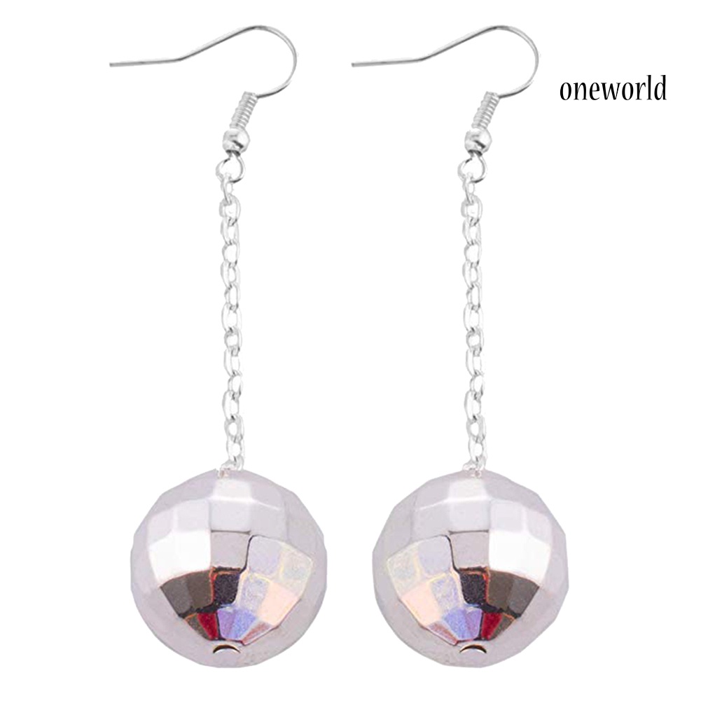 OW@ Women Fashion Disco Ball Tassel Long Dangle Hook Earrings Party Jewelry Gift