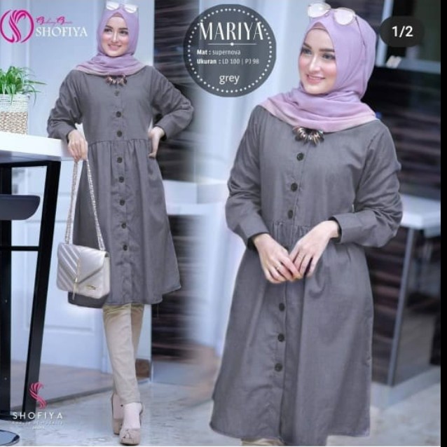 Atasan Wanita Tunik Modern Fashion Muslim Terbaru Mariya Tunik Supernova Terbaru