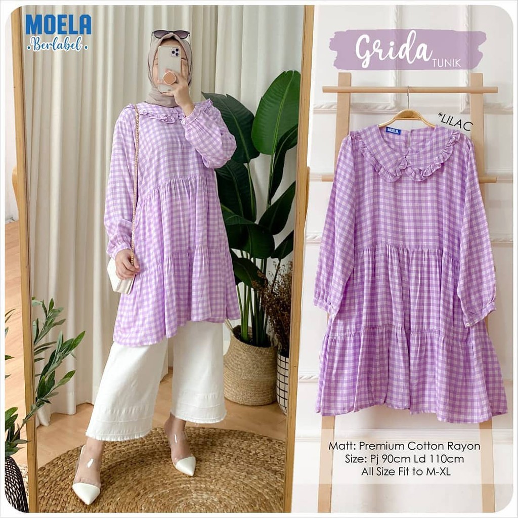 RUFFLE TUNIK - GRIDA TUNIK - PAKAIAN  WANITA - TUNIK KOTAK SIMPLE - BISA COD