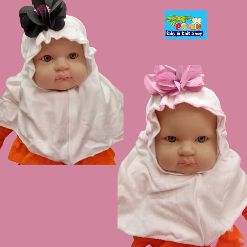 Eeru Baby Kerudung putih motif terbaru 0-6 bulan