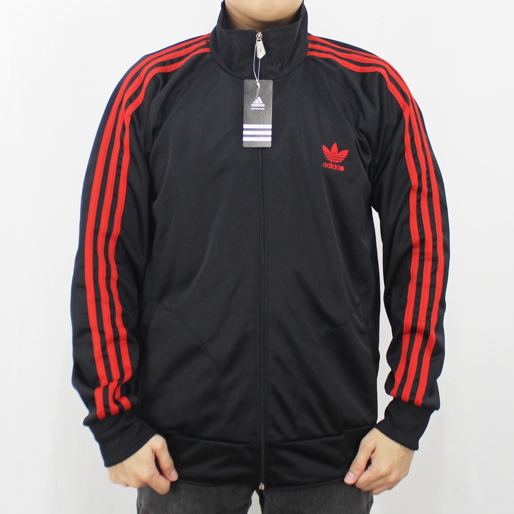 JAKET ADIDAS FIREBIRD HITAM LIST MERAH M L XL - JAKET FIREBIRD ADIDAS - JAKET OLAH RAGA - TRAINING