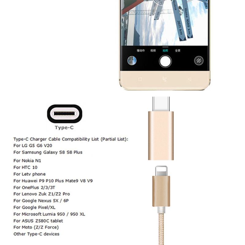 Vivi Adapter Konverter 8 Pin Lightning Female Ke Tipe-C Male Untuk Samsung S10 S9 S8 Note 9 8 Xiaomi 9 5 Mix 6 8 Oneplus 3 / 5 / 6 Huawei P9 P10 P20 P30 Mate 20 / 10 Android