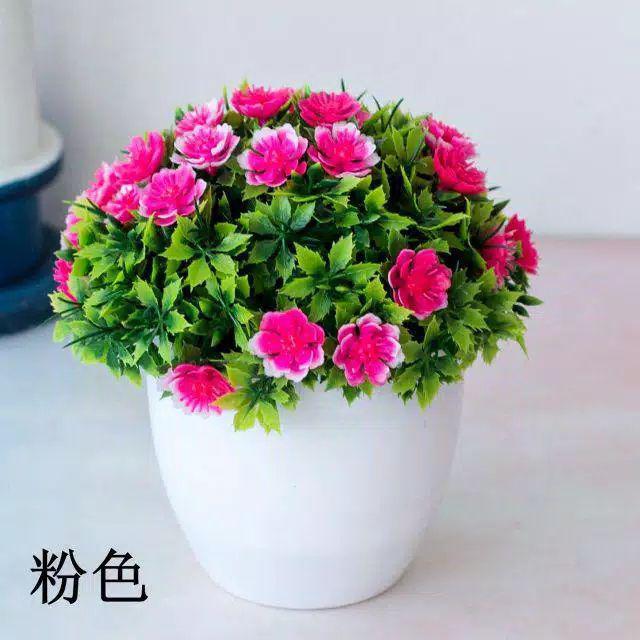 COD/BONSAI BULAT Mini Ball Tanaman Bulat Bunga Artifisial Bulat Dekorasi Rumah Bunga Plastik BP8805-Pink