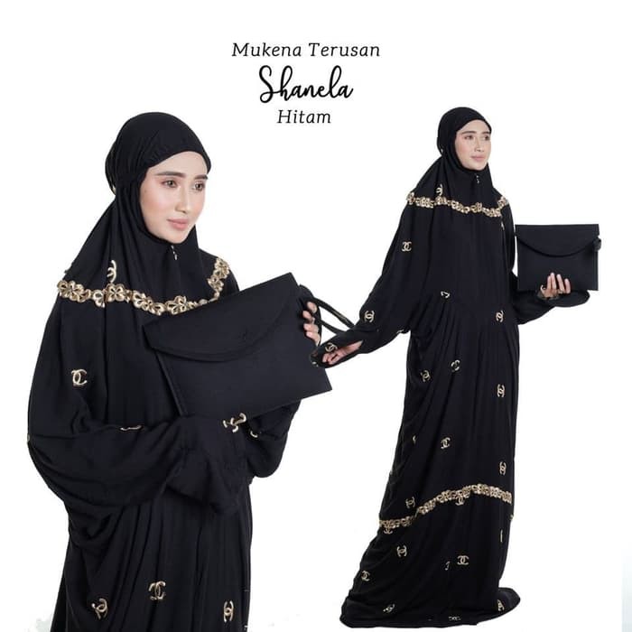 MUKENA TERUSAN DEWASA BORDIR SHANELLA HITAM