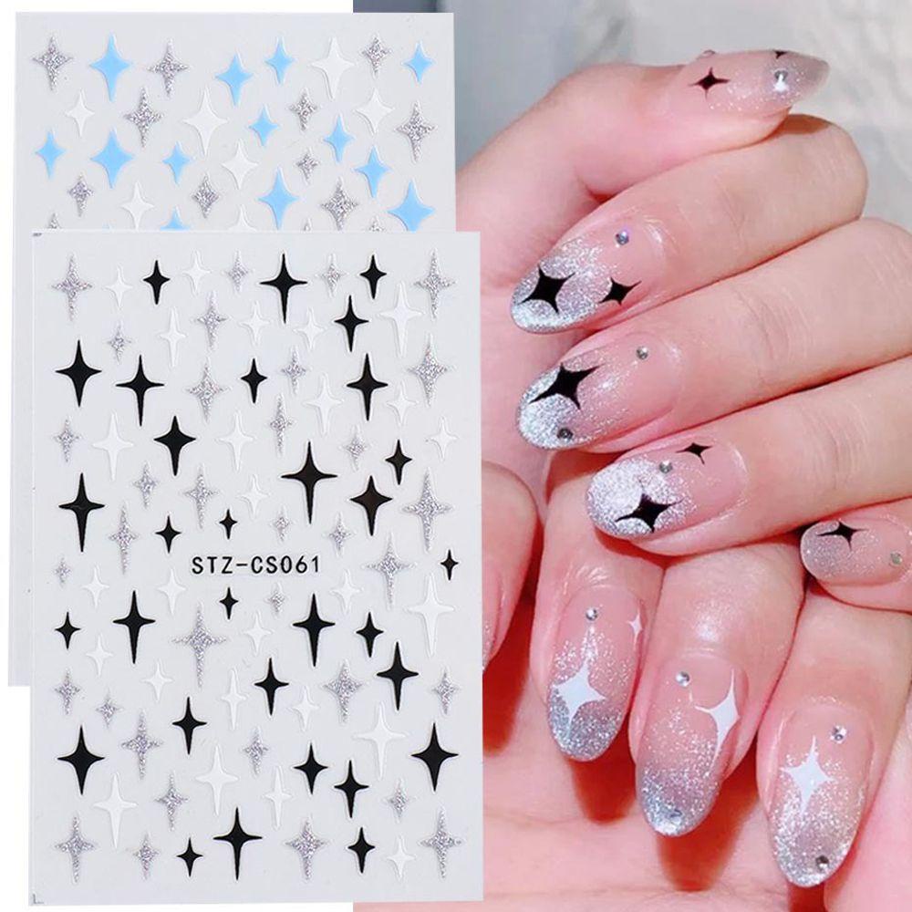 MXBEAUTY 3d Stiker Kuku Gadis Jantung Tahan Air Bintang Laser Nail Decals