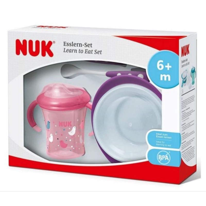 NUK Learn To Eat Set / Perlengkapan Makan Bayi Training Cup / Feeding Set / Baby Gift Set