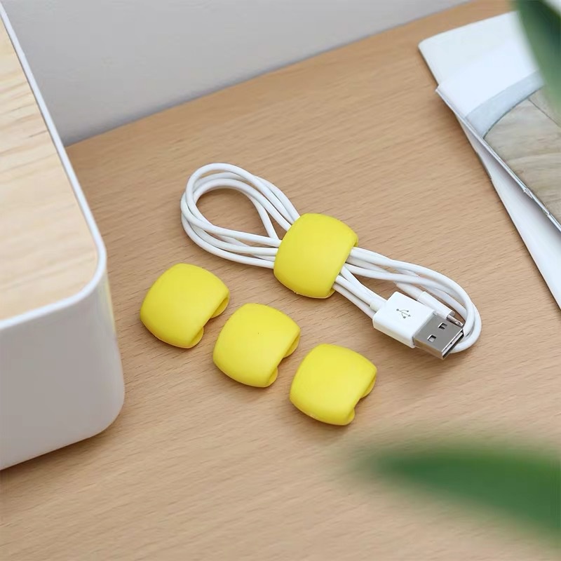 [ 1 Piece Random Color Silicone USB Cable Winder Organizer Cable Clips ] [ Desktop Cable Holder Tidy Management Clips  ]