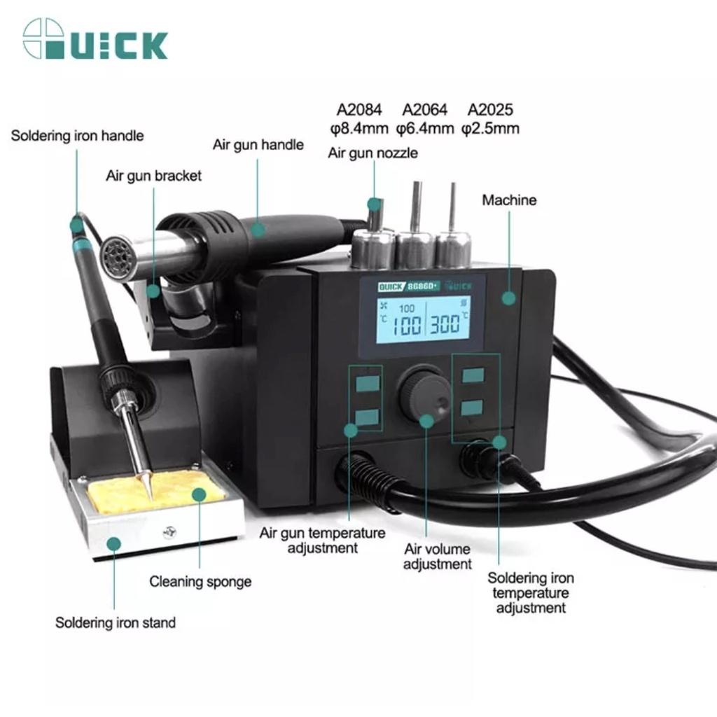 BLOWER / SOLDER UAP QUICK 8686D+ 2IN1 ORIGINAL / ALAT SERVIS SERVICE HP LENGKAP TERLENGKAP TERMURAH